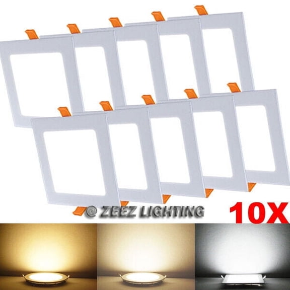 10 Pack 25W 11-Inch Square Cool White Canless LED Recessed Ceiling Panel Light
