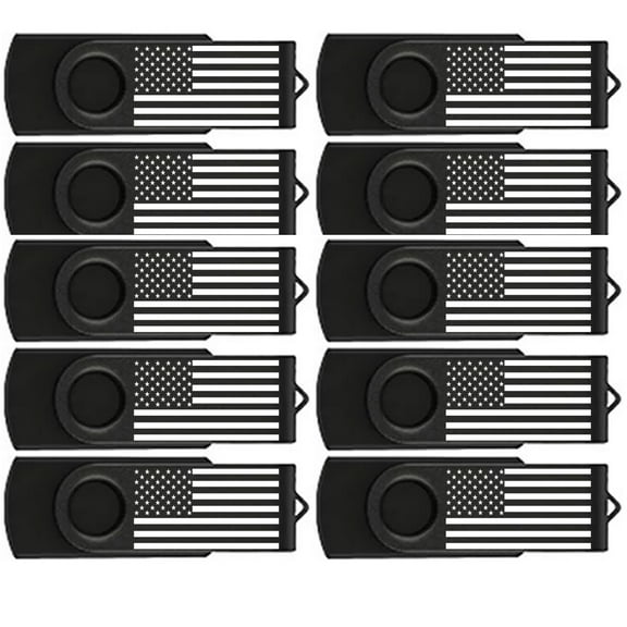 10 Pack 3.0 32GB US Flag USB Flash Drive Rotary Memory Stick USB Drive Female Male Wedding USB Flash Drive (10 Pack 3.0 32GB Black)
