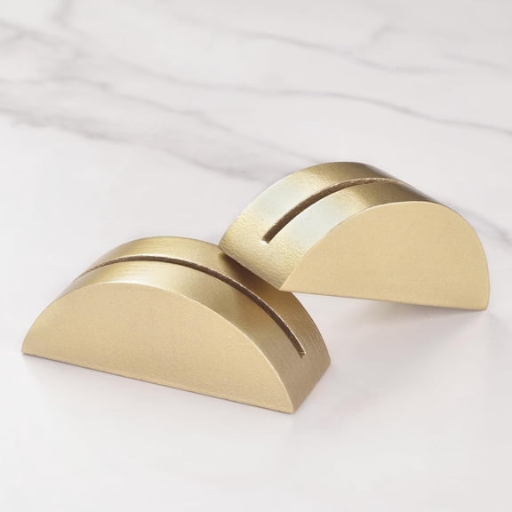 10 Pack 3.3" Arch Gold Wood Stand with 1/8" Slot, for Wedding Acrylic Table Number Sign, Wedding Display Stand, Card Holder, Great for Bar Menu, Retail Sign, Party and Events