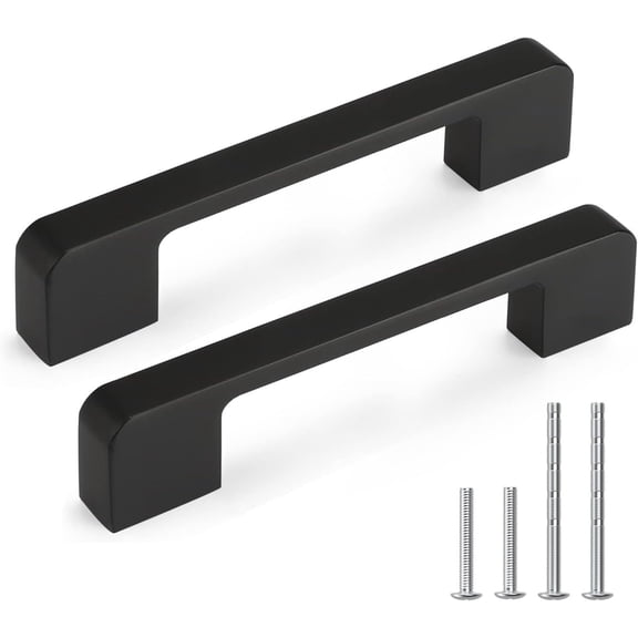 10 Pack 3-3/4 Inch Black Cabinet Pulls Solid Zinc Alloy Matte Handles - Dresser Drawer for Kitchen Hardware