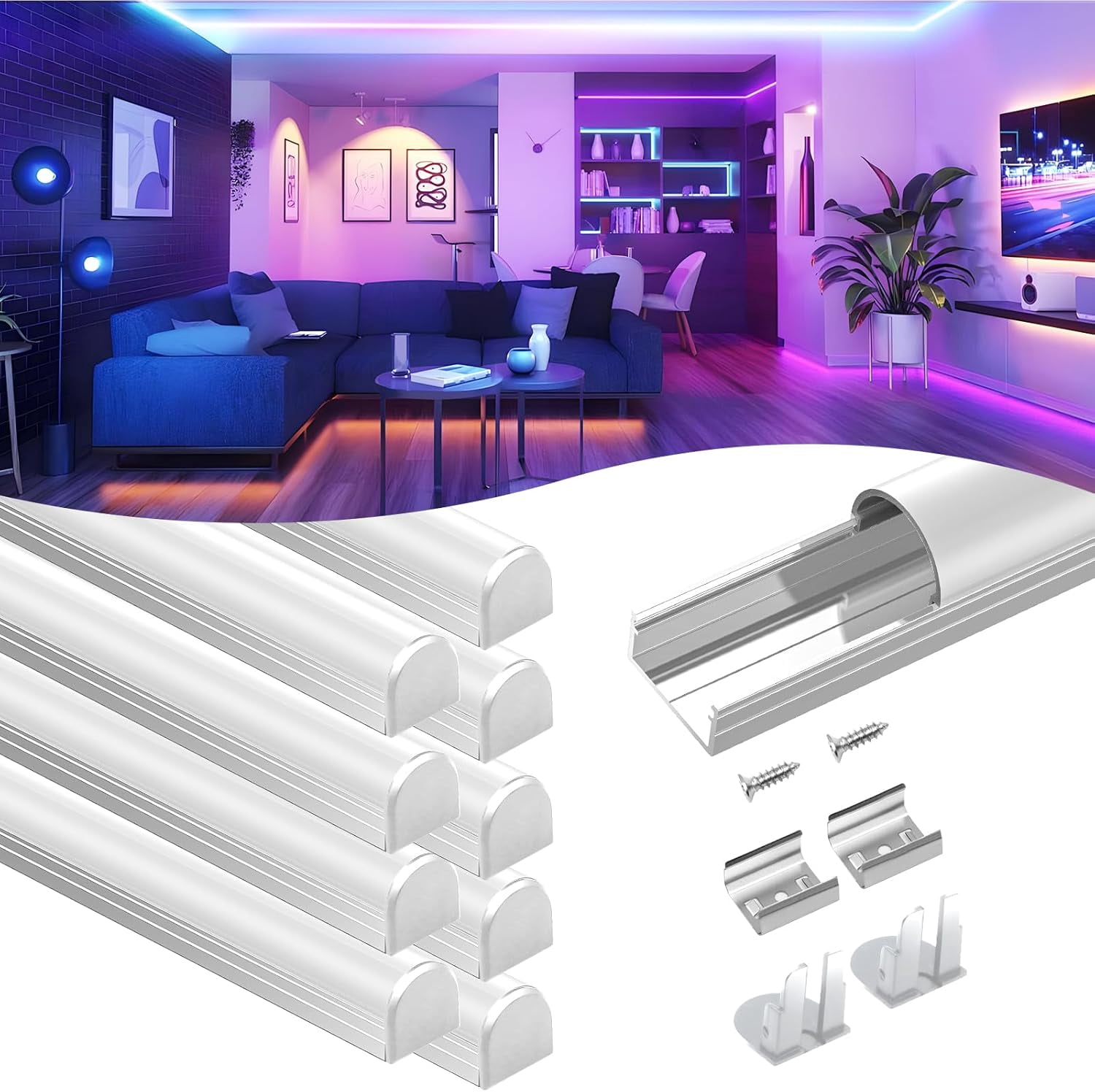 10 Pack 3.3FT/1M Excellent Spotless LED Channel System with Milky White ...