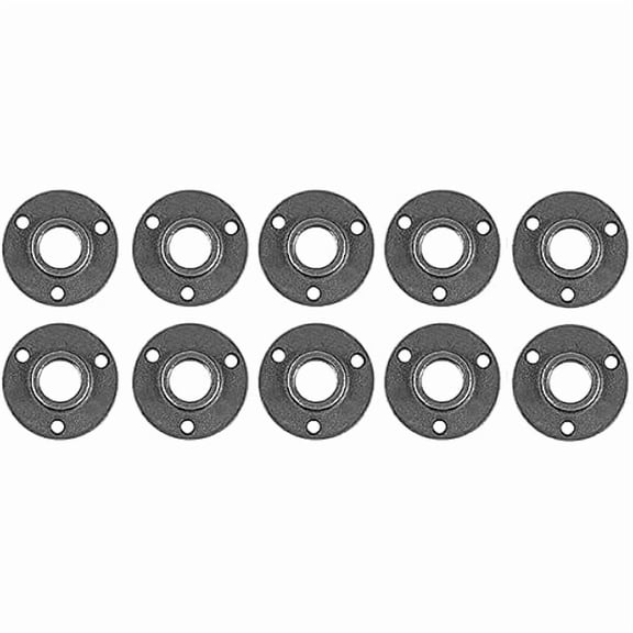 10 Pack 3/4 inches Malleable Cast Iron Pipe Flange, Industrial Pipe Flanges for Threaded Black Pipes and Fittings, DIY Steampunk Industrial Vintage Style.