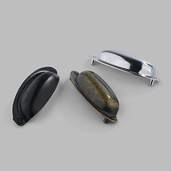 10 Pack 3.5" Hole spacing Vintage Farmhouse Style Pulls Cup Pull Handles Knobs Shell Ear-Like Handle Knobs for Cabinet Dresser Drawer Bin (10, Antique Bronze)