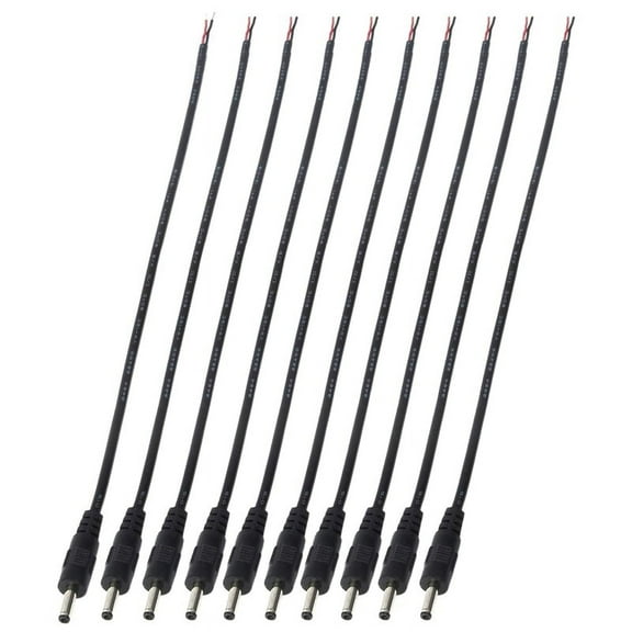 10 Pack 3.5mm x 1.35mm DC Power Male Plug Jack to Bare Wire Open End Pigtail Cable Cord 3.5X1.35mm for