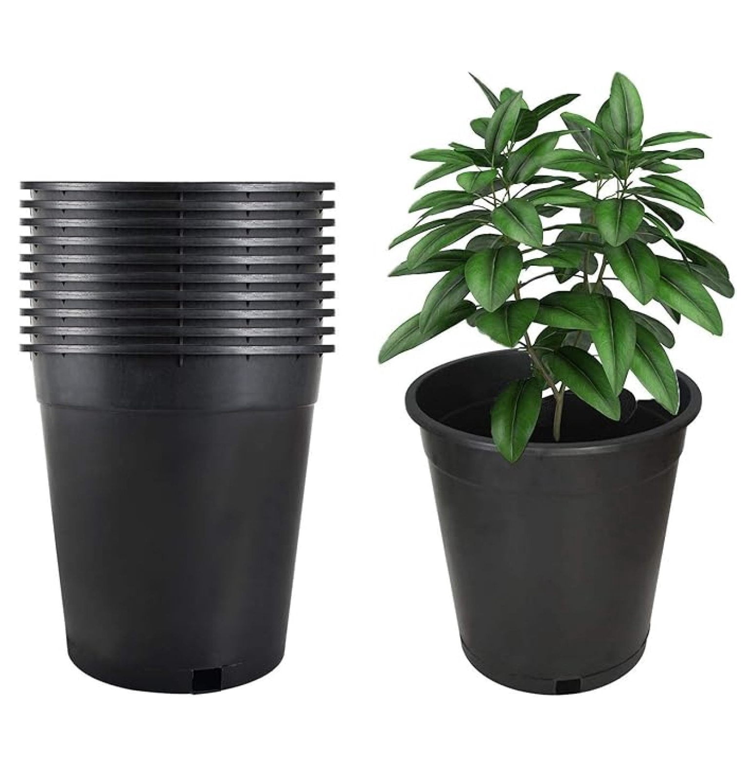 10-Pack 3.6 Gallon Premium Black Pot Plant Container Garden Planter Pots (3.6 Gallon)