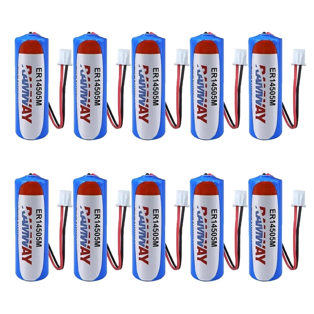 10 Pack 3.6V AA Batteries ER14505M 2200mAh High-Performance Lithium Battery with 2.54 Plug