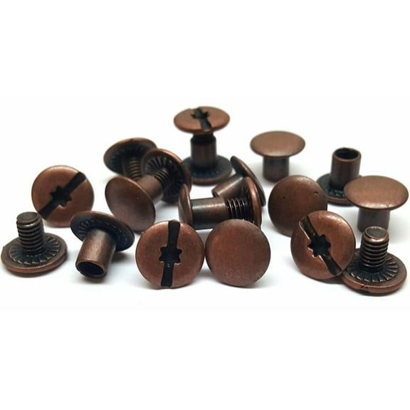 10 Pack 3/8 Antiqued Copper Chicago Screws With Grips