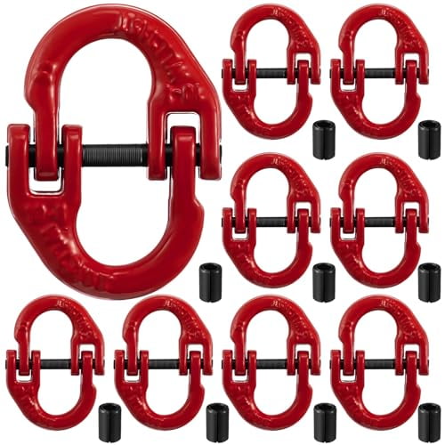 10 Pack 3/8 G80 Alloy Steel Hammerlock Coupling Link Connecting Link Red Painted Safety Trailer Chain Adapter for Heavy Heavy Truck 7100 Lbs Working Load Limit$$Tools & Hardware Other