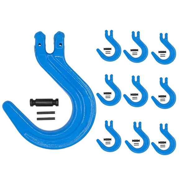 10 Pack 3/8" Grade 100 Clevis Foundry Hook - WLL 8800 LBS - Blue Clevis Hook for Towing, Lifting & Rigging