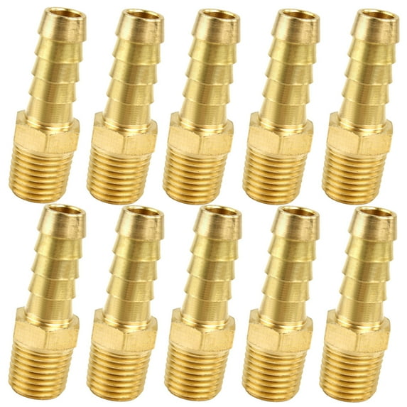 10 Pack 3/8" x 1/4" MNPT Pipe Thread Brass Air Hose Barb Fitting For 3/8" Hose 220EE