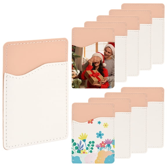 10 Pack 3.8 x 2.6 Inch Sublimation Cell Phone Wallet Blanks Phone Case Card Sleeve Rectangle PeachPuff PU Leather Adhesive