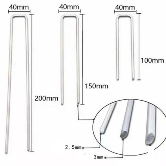 10 Pack 3.93 Inch Landscape Staples Value Pack, Galvanized Garden Staples 25 Gauge U-Shaped Pins Ground Pegs Yard Ground Staples for Landscaping Fabric, Lawn, Turf, Fence, Plant Cover, Irrigation