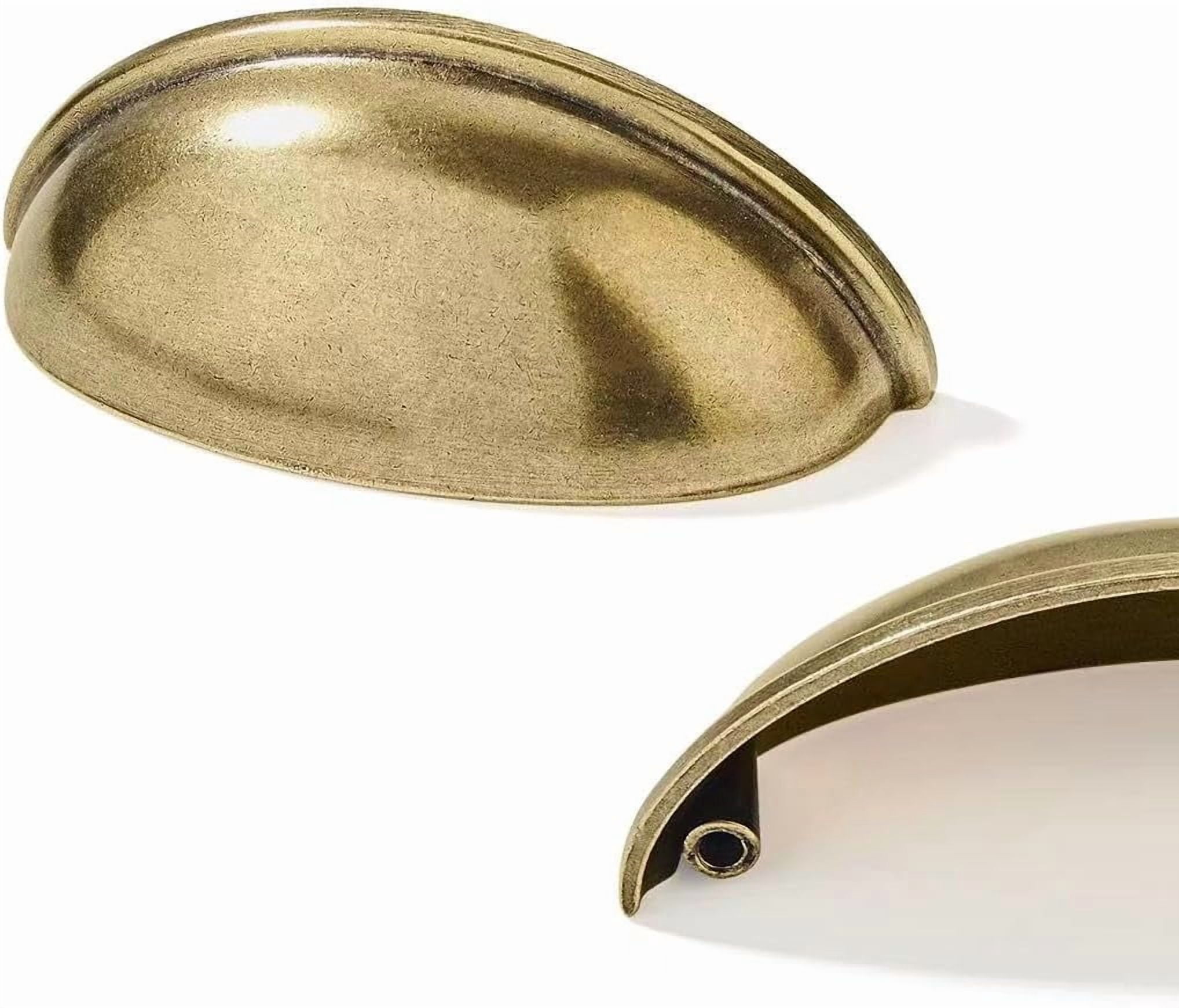 10 Pack 3" Burnished Brass Cabinet Cup Pulls Antique Drawer Pulls Vintage Kitchen Hardware Cabinet Handles Drawer Handles Knobs 3 inch Hole Center