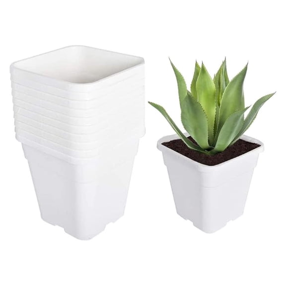10-Pack 3 Gallon Square Plant Pot Grow Pots White Container