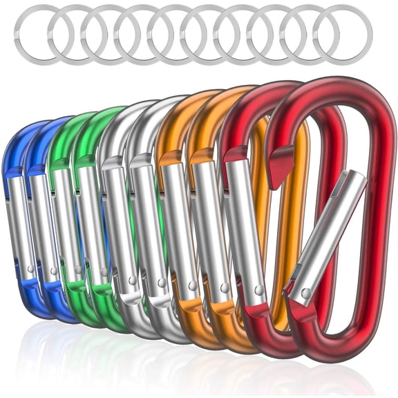 10-Pack 3-Inch Aluminum Carabiner Clips for Backpack, Camping, Hiking, Fishing