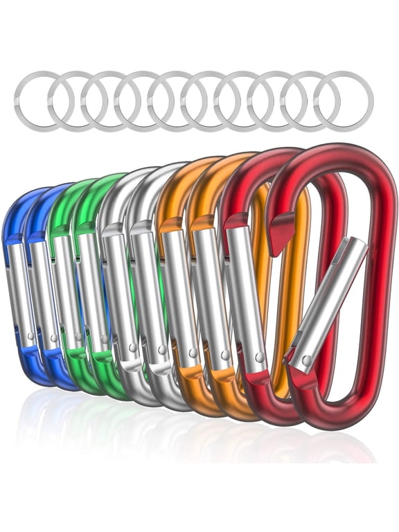 10-Pack 3-Inch Aluminum Carabiner Clips for Backpack, Camping, Hiking, Fishing