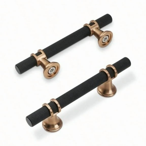 10 Pack 3 Inch Cabinet Pulls Knurled Matte Black And Champagne Bronze Kitchen Cabinet Handles Aluminum And Zinc Alloy Drawer Pulls Solid Cabinet Hardware