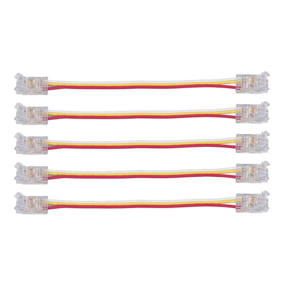 10-Pack 3-Pin COB LED Light Strip Connectors 8mm Solderless DIY Wire Adapter 10 inches / 25.4 cm