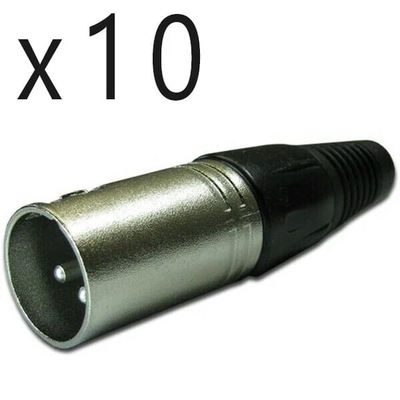 10-Pack 3-Pin XLR Male Audio Cable Connector Plugs Solder Type