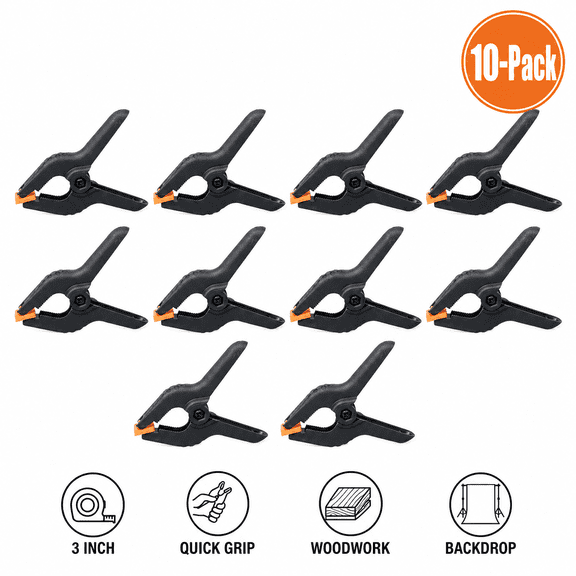 10-Pack 3 in Spring Clamps for Woodworking Backdrops
