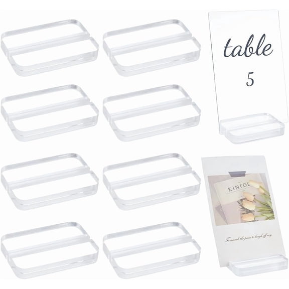 10 Pack 3 inch Clear Acrylic Stand Acrylic Place Card Holder 3mm Slot Table Numbers Display Stands for Wedding Party Meeting Table Number Display Office Restaurant Business
