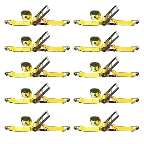 10 Pack 3" x 30' Ratchet Strap w/Flat Hooks Flatbed Truck Trailer Tie Down Strap