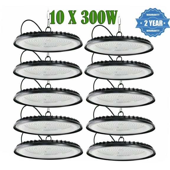 10 Pack 300W UFO LED High Bay Light Shop Industrial Commercial Factory Warehouse