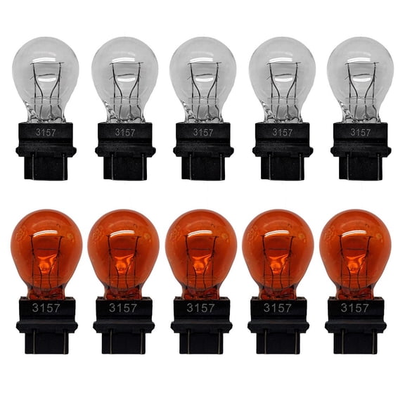 10 Pack 3157 Clear and Amber Tail Signal Brake Light Bulbs