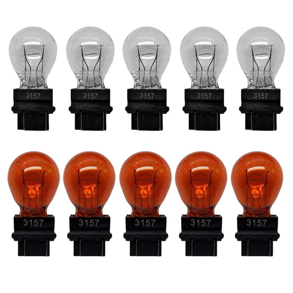 10 Pack 3157 Clear and Amber Tail Signal Brake Light Bulbs