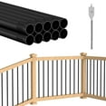 thumbnail image 1 of 10 Pack 32" H Round Tube Deck Balusters, 3/4" Diameter Hollow Round Black Balusters for Deck Railing, Metal Deck Baluster Staircase Spindles for Railing Fencing Porch, 1 of 7