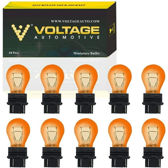 (10 Pack) 3457A 3457NA amber Automotive Brake Light Turn Signal Side Marker Light Bulb - Voltage Automotive