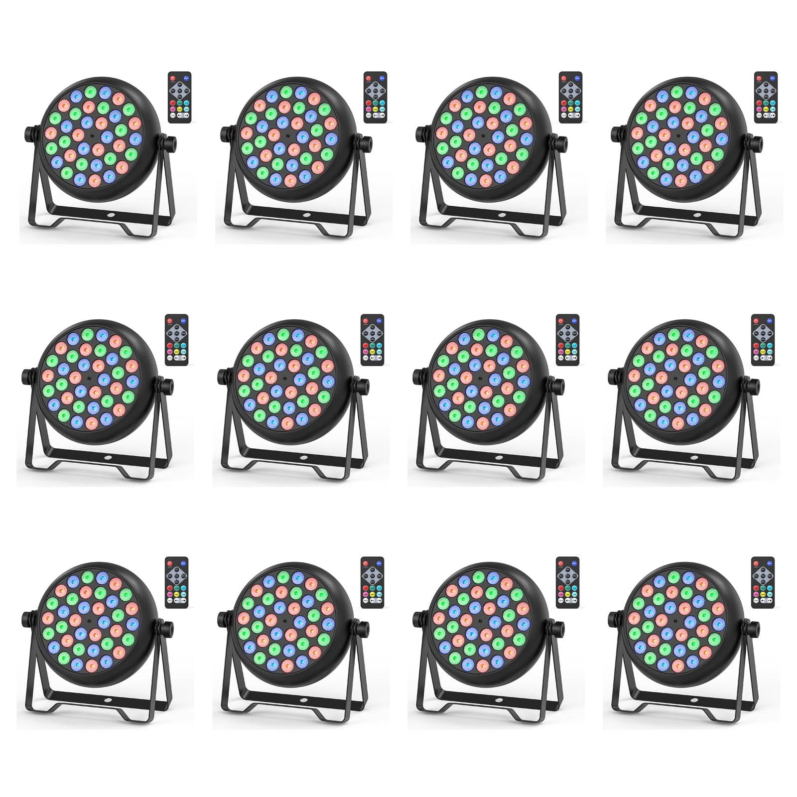12 Pack 36-LED RGB Par Lights - Sound Active/DMX/Remote Control for DJ ...