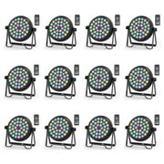 12 Pack 36-LED RGB Par Lights - Sound Active/DMX/Remote Control for DJ, Wedding, Stage & Event Lighting