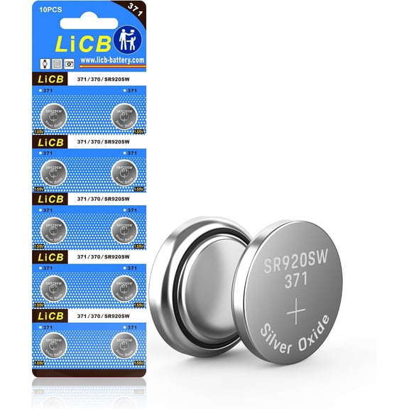 10 Pack 371 SR920SW Watch Battery,Long-Lasting & Leak-Proof,High Capacity Silver Oxide 1.55V Button Cell Batteries for Watch