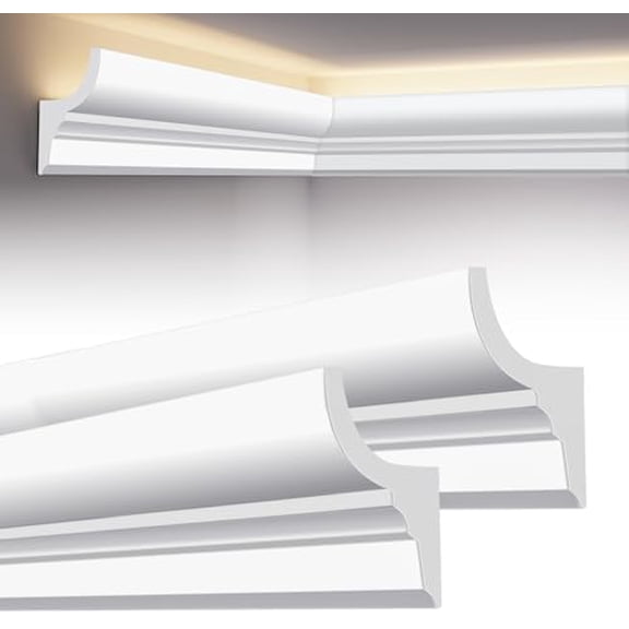 10-Pack 39.37(Total 32.8 Ft) White Ceiling Crown Molding Trim with LED Duct Kit Decorative Ceiling Crown Moulding Trim,Installed with Glue (Not Included)$$Tools & Hardware Other