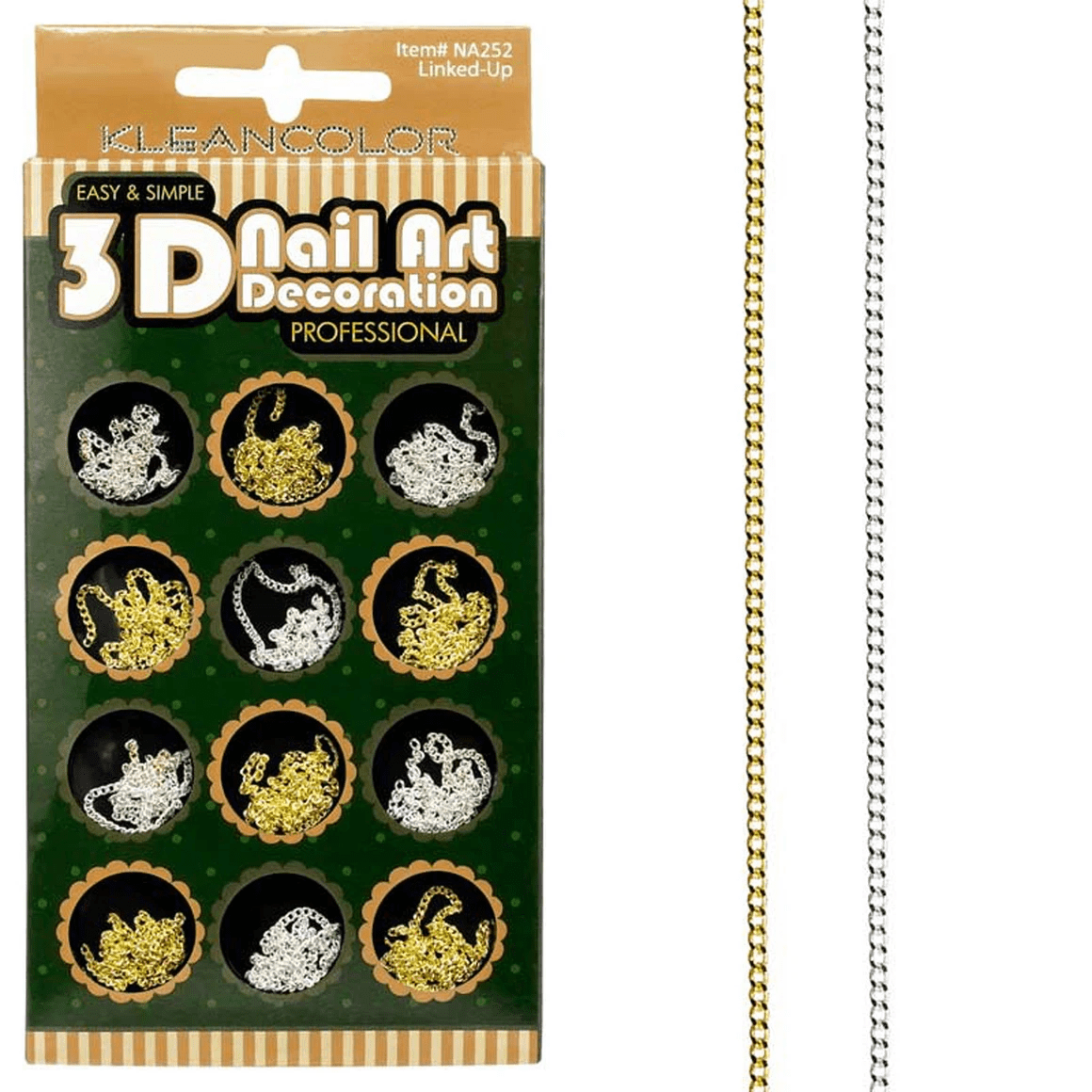 10 Pack 3D Linked Up Nail Decoration, Intricate, Eye Catching, Long Lasting Nail Art Accents, Easy to Apply, Perfect for DIY Manicures, Salon Quality Looks, Everyday Glam, Events, Bulk, Silver, Gold