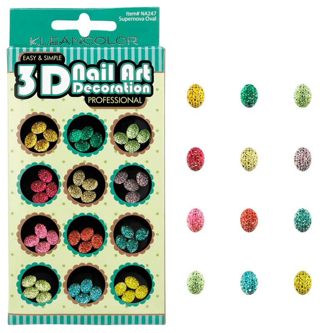 10 Pack 3D Supernova Oval Nail Decoration, Intricate, Eye Catching, Easy to Apply, Long Lasting, Perfect for Glamorous Salon Quality Manicures, DIY Nail Art, Special Events, Bulk, Multicolor