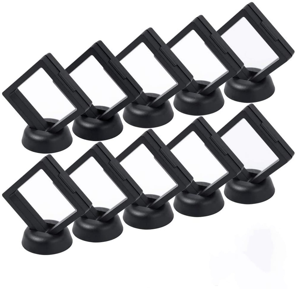 6-Pack Floating Display Frames - Transparent PE Jewelry Box Stand For Coins, Medals, Rings & Collectibles