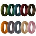 thumbnail image 1 of 10 Pack 3MM Wave Pattern Silicone Wedding Rings for Womens Thin Stackable Rubber Wedding Bands Size 5-10, 1 of 6