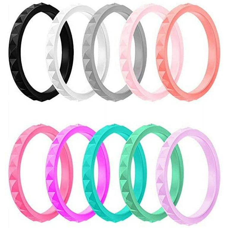 Thin Stackable Women Silicone Rings Band 3mm Wedding Band