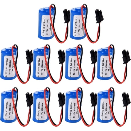 (10 Pack) 3V 1200mAh Replacement Battery for Allen Bradley/AB 1756-L1 1756-BA2 BR2/3A-AB, PLC Control