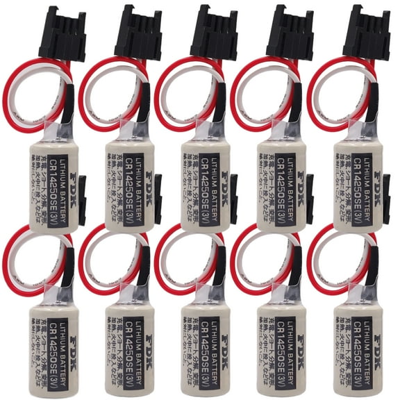 (10 Pack) 3V 1747-BA Replacement PLC Lithium Battery for FDK CR14250SE, AB Allen Bradley 1769-BA, 1756-BA1, SLC-500 Series Controls