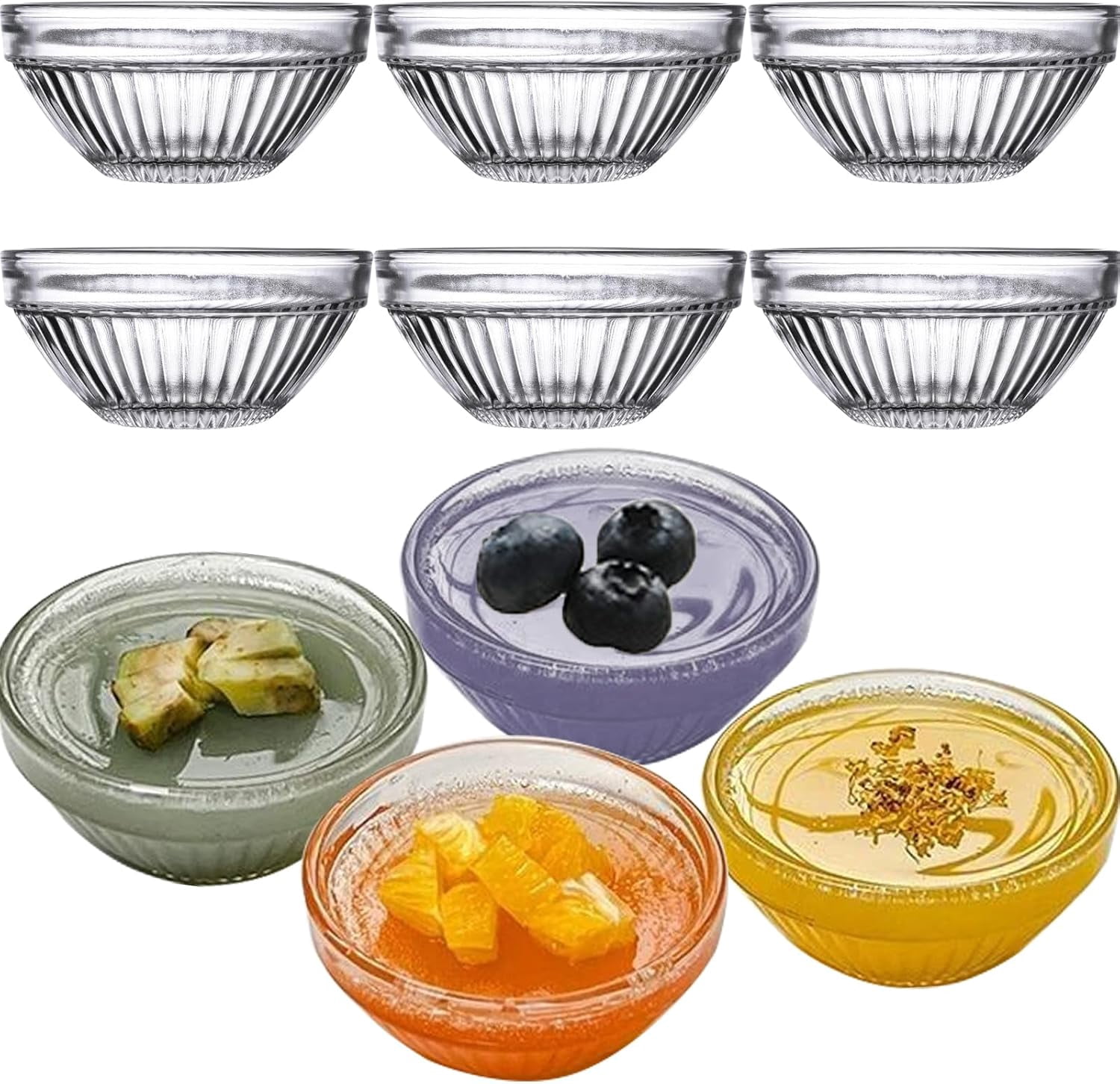 10 Pack 3in 2.5oz Small Clear Glass Ramekins Custard Bowls Mini Dipping ...