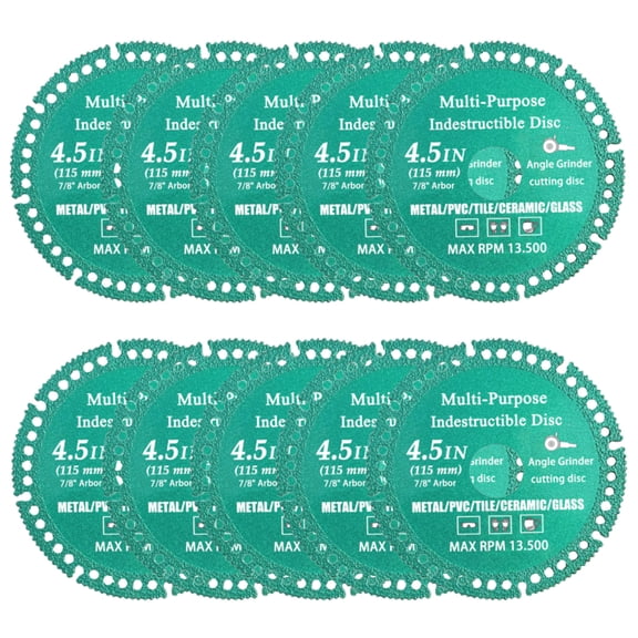 10 Pack 4-1/2 inch Indestructible Disc for Angle Grinder Set, Diamond Multi Material Cutting Blade for Ceramic/Tile/Metal/Stone/PVC/Wood