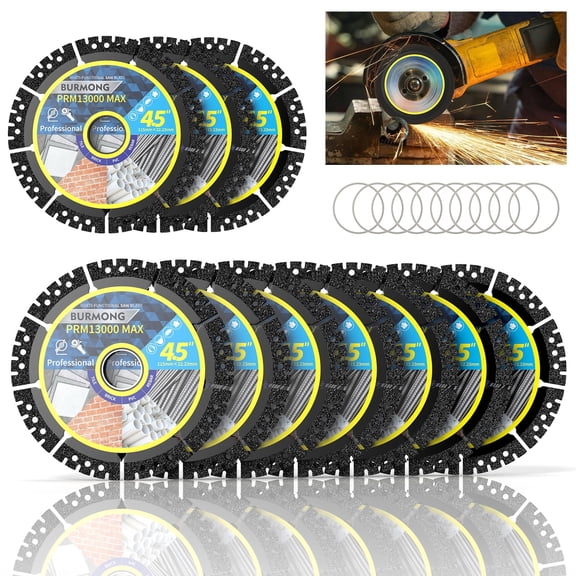 10-Pack 4.5" Diamond Multi-Purpose Saw Blades - Heavy Duty Angle Grinder Discs for Cutting Marble/Quartz/Stone/Tile/Metal/Plastic