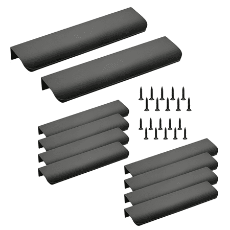 10 Pack 4.7" Length Flat Edge Finger Pulls for Cabinets, Black Aluminium Alloy Hidden Drawer Pull, Concealed Tab Finger Pull Cabinet Handles for Dresser Cupboard Wardrobe Home Kitchen Hardware
