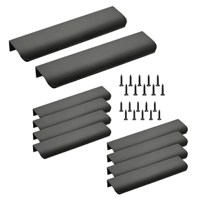 10 Pack 4.7" Length Flat Edge Finger Pulls for Cabinets, Black Aluminium Alloy Hidden Drawer Pull, Concealed Tab Finger Pull Cabinet Handles for Dresser Cupboard Wardrobe Home Kitchen Hardware