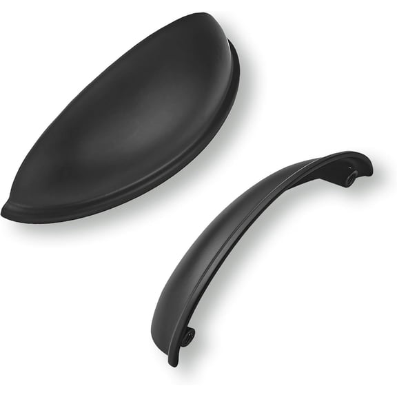 10 Pack 4" Drawer Pulls Matte Black Cabinet Cup Kitchen Hardware Handles Knobs 4 inch Hole Center