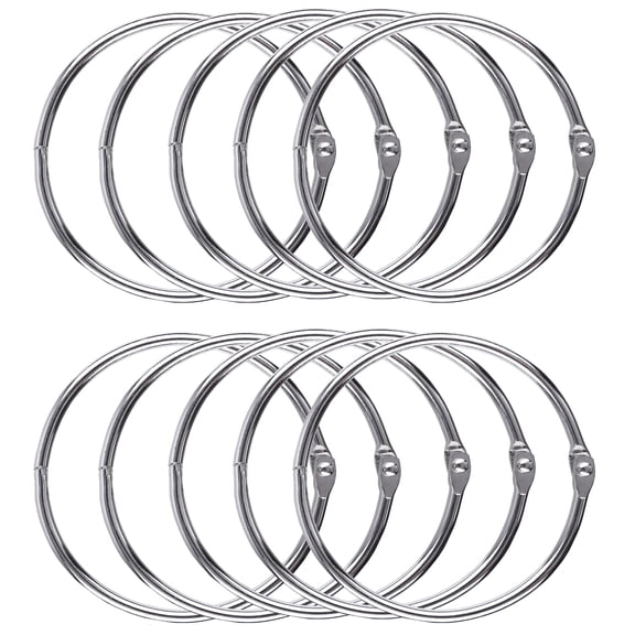 10-Pack 4 Inch Heavy-Duty Loose Leaf Binder Rings - Nickel Plated Steel, Extra Large Metal Key Rings for Office, School, DIY Crafts, Organizing Files, Index Cards, Receipts, Photos