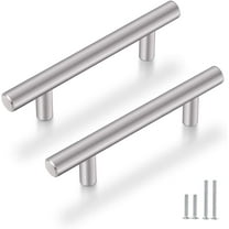 10 Pack | 4'' Solid Cabinet Pulls Brushed Nickel Stainless Steel Kitchen Cupboard Handles, Euro T Bar Stainless Steel Kitchen Drawer Pulls Bathroom/Bedroom/Wardrobe Cabinet Hardware